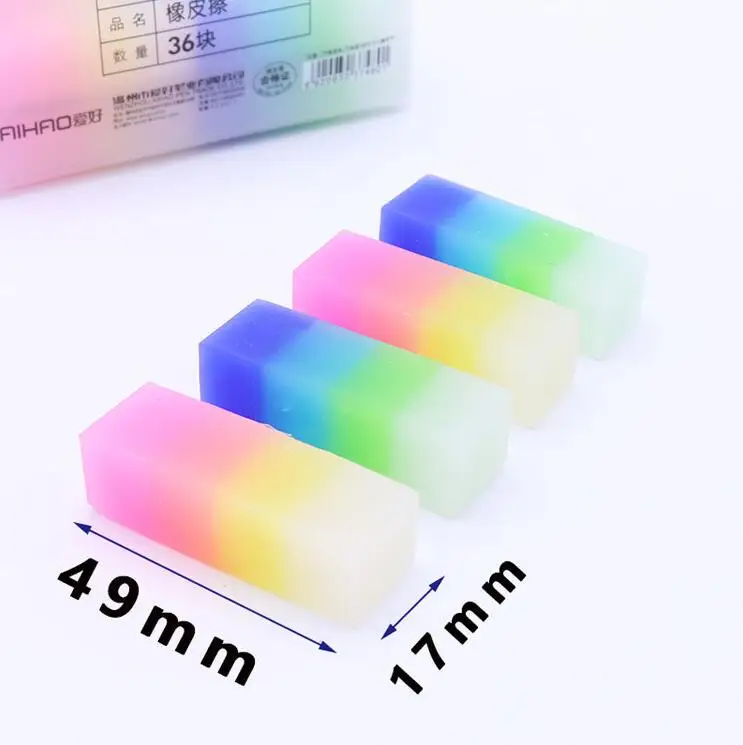 1Pc Mini Multicolor Eraser Kawaii Stationery Lovely Kids Praise Gifts 6 in a box 