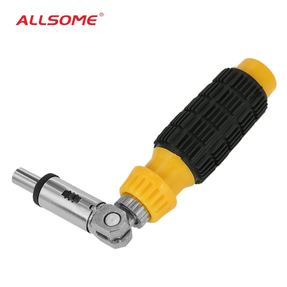 

ALLSOME Quick-change Ratcheting Screwdriver 1/4 Inch Magnetic Ratchet Screwdriver 5 Positions Bits Holder Sturdy Ratchet Tool