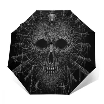 

Wind Resistant Folding Automatic Umbrella Women Auto Totem Shaman Mask Head Voodoo Ritual Windproof Umbrellas Rain For Parasol