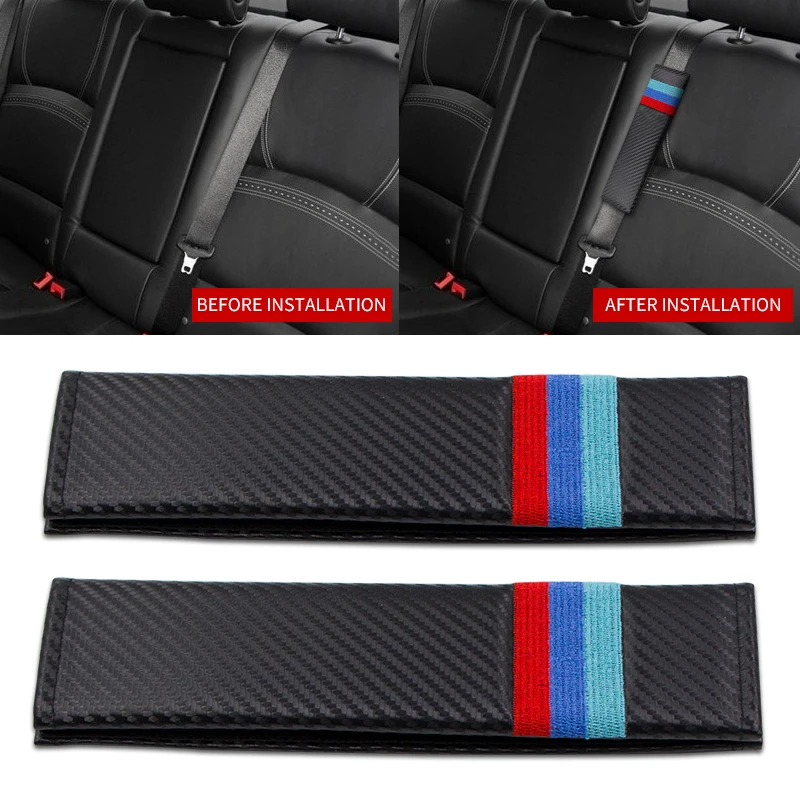 

2pc Carbon Fiber Car Seat Belt Pad Cover Shoulder Cushion For BMW E46 30 F20 F10 X1 X3 X5 X6 X7 car styling Seat belt protection