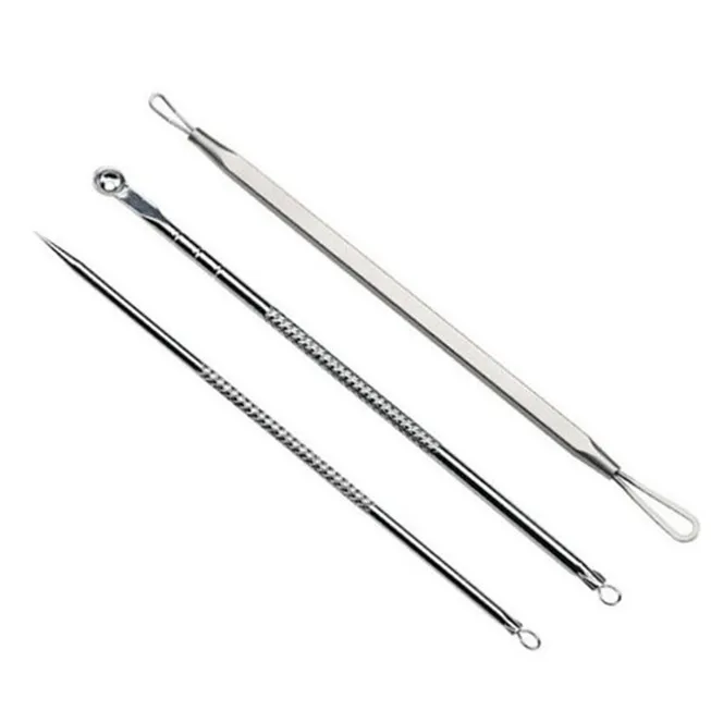 4PCS/Set Hot Sale Premium Blackhead Acne Comedone Pimple Blemish Extractor Remover Tool Blackhead Pimple Needles Skin Care Kit - Цвет: 1 set 3 pcs