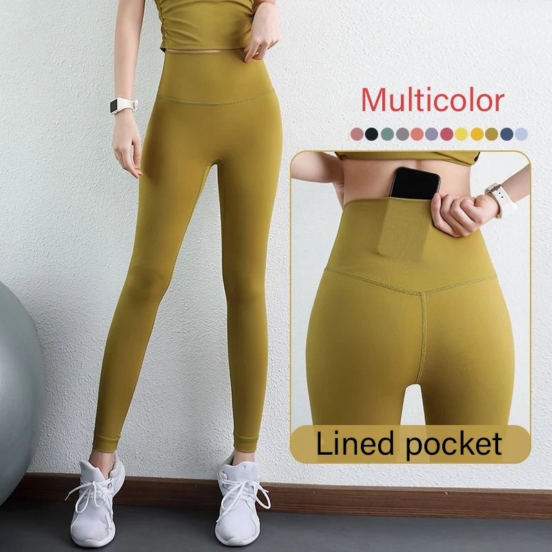 

Sport Women Yoga Pantalones High Waist Seamless Leggings Trousers Workout Running Pant Stretch Gym Fitness Tights With Pocket