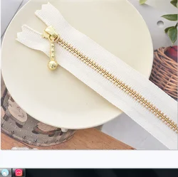 Set of 5 Gold Metal Zippers in Various Lengths for Sewing and Craft Projects (5pcs Natural white)