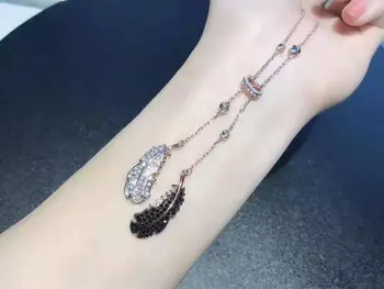 

High quality SWA personalized black and White Feather Necklace