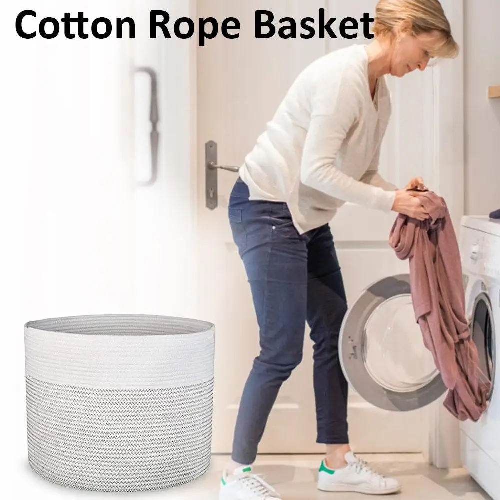 

Cotton Rope Basket Large Woven Storage Box for Baby Laundry Blanket Diaper Toy #CW