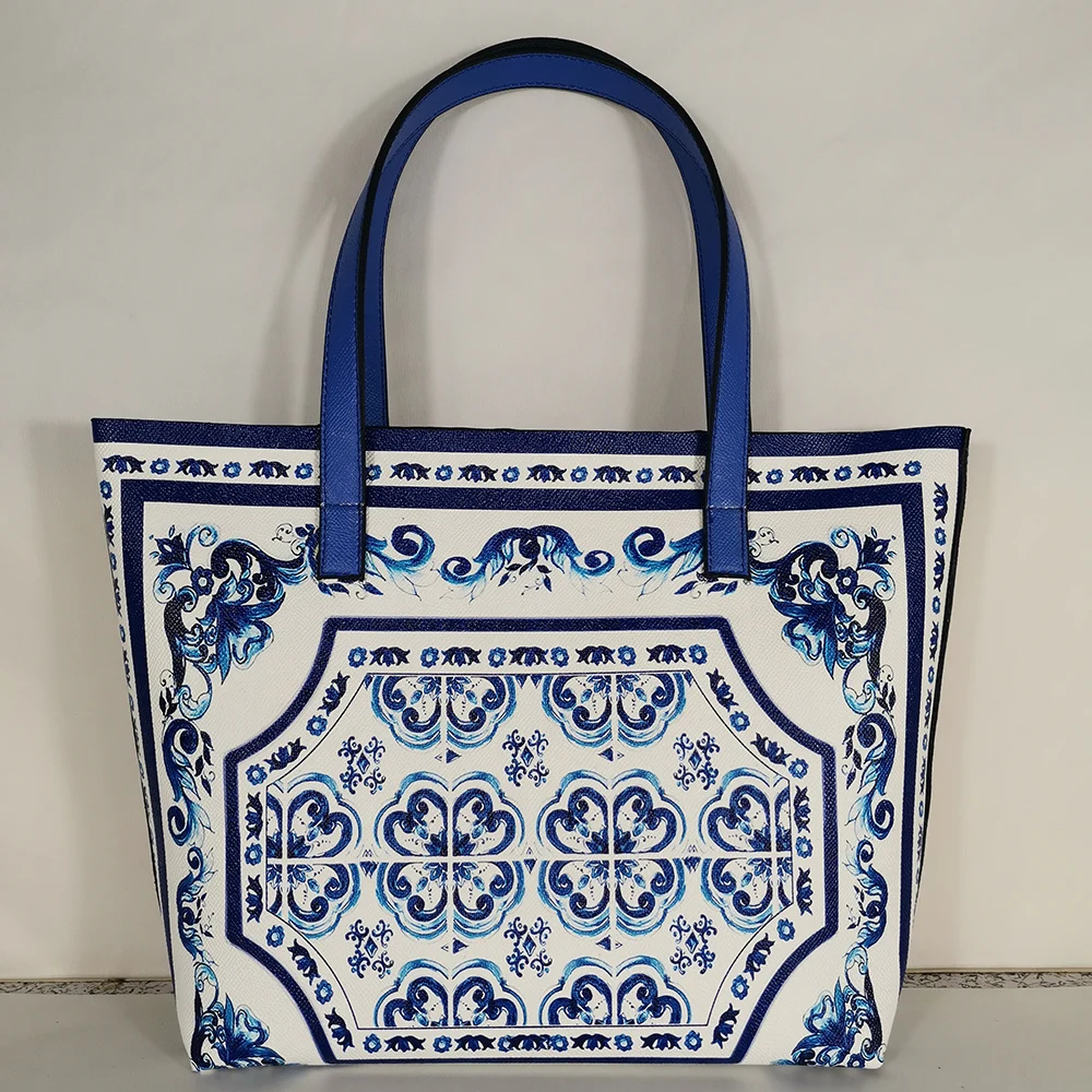 Итальянская Роскошная Дорожная сумка на плечо с цветочным принтом, текстурированная кожаная сумка-шоппер, большая сумка-тоут, известная брендовая сумка, женская сумка необычные сумки через плече - Цвет: 13