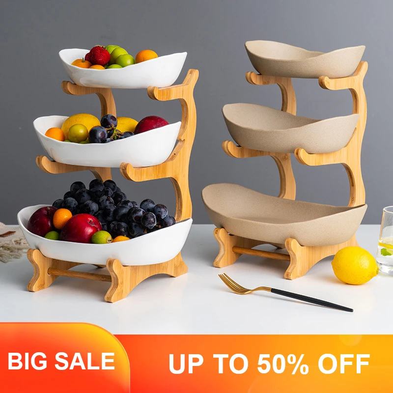 

Living Room Home 1/2/3 Tiers Plastic Fruit Plate Snack Plate Creative Modern Dried Fruit Fruit Basket Plastic Dish Candy Dish