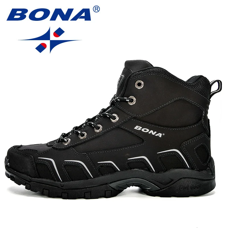 BONA/мужские походные ботинки черного цвета; нескользящие теплые зимние ботинки; нескользящие водонепроницаемые мужские треккинговые кроссовки для охоты и сноуборда; спортивные кроссовки