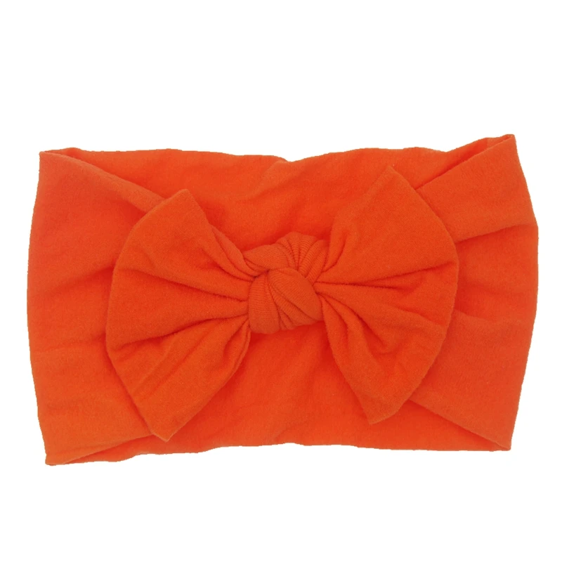 Детская повязка на голову для девочек, Детский мягкий эластичный бант, тюрбан, нейлоновые повязки на голову, повязка на голову с бантом для новорожденных, аксессуары для волос для малышей - Цвет: orange