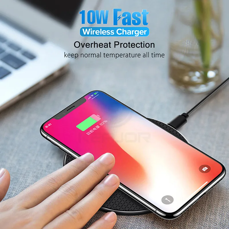 Беспроводное зарядное устройство Keajor 10 Вт для iPhone 11 портативное металлическое Qi