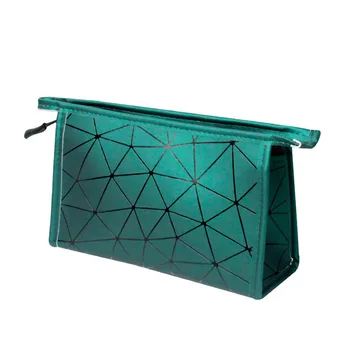 

Ladies Geometry Diamond-type Lattice Handbag Cosmetic Bag PU Makeup Bag Travel Portable Cheerleading Wash Bag Women