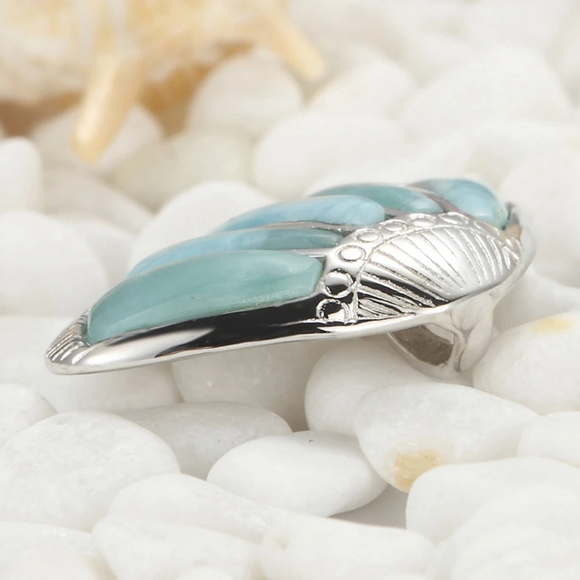 Eulonvan Роскошные Larimar натуральный камень свадебные ювелирные изделия из стерлингового серебра 925 пробы Подвески для женщин рождественские подарки Взрывные Модели S-3799