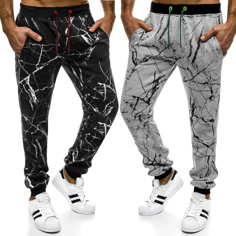 

Pants Men New 2020 Obverse Color Printed Tether-band and Leg Casual Men's Sweat Pants
