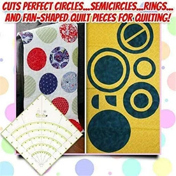 

Arcs Fans Quilt Circle Cutter Ruler Multifunctional Cutting Ruler DIY Tools with Double Colored Lines KQS8