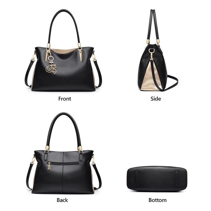 Женская сумка тоут FOXER черная через плечо из яловой кожи 2019|handbag ladies|brand handbagsfashion