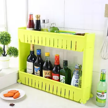 

Mobile Shelving Unit Organizer with 3 Large Storage Baskets, Slim Slide Out