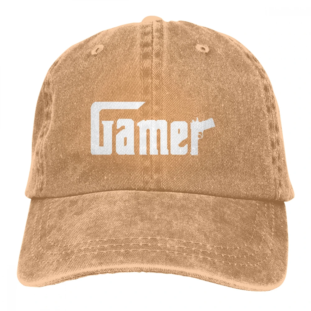 Gamer Casquette темно-синие унисекс Мужские Женские джинсовые бейсболка с ремешком кепки Регулируемая шляпа для гольфа папа - Цвет: Хаки
