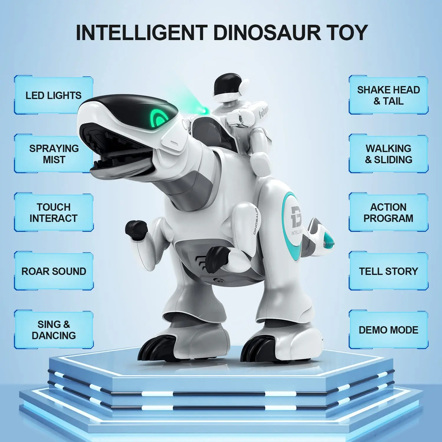 Wireless Remote Control Dinosaur Toys With LED Lights Mist Spray Intelligent Touch Function Non-Toxic And Quality ABS Plastic 3