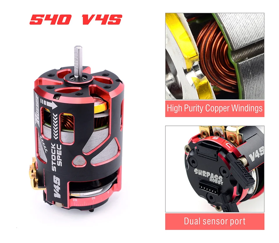 Surpass Hobby Rocket 540 V4S 8,5 T 13,5 T 17,5 T 21,5 T 25,5 T бесщеточный электродвигатель с датчиком для соревнований по спецтоварам 1/10 1/12 F1 RC Car