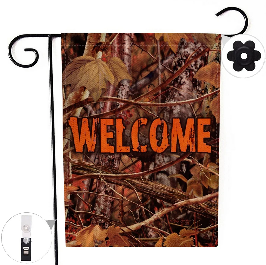 Double-sided Happy Fall Halloween Boo Garden Flag Banner with Windproof Rubber Stopper and Clip 12.5''x18.5'' 32x47cm