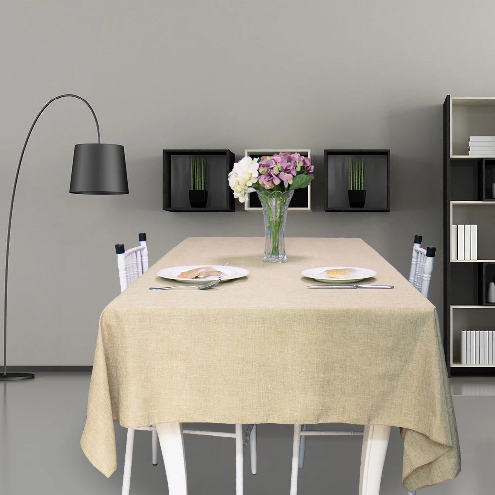 

1 pc Gray Khaki Decorative Tablecloth Imitation Linen Cotton Table Cloth Dining Table Cover Wedding Christmas Home Decoration