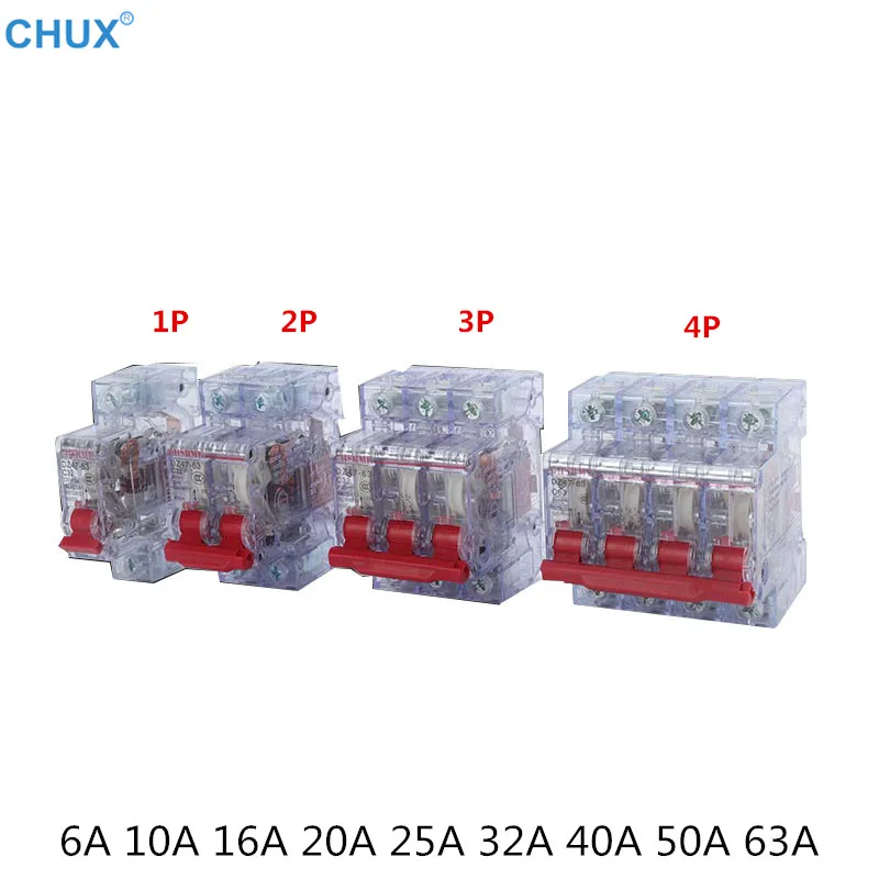 

DZ47 MCB Transparency Shell 6a 10a 16a 20a 25a 32a 40a 50a 63a House Home improvement 1P 2P 3P 4P Circuit Breaker