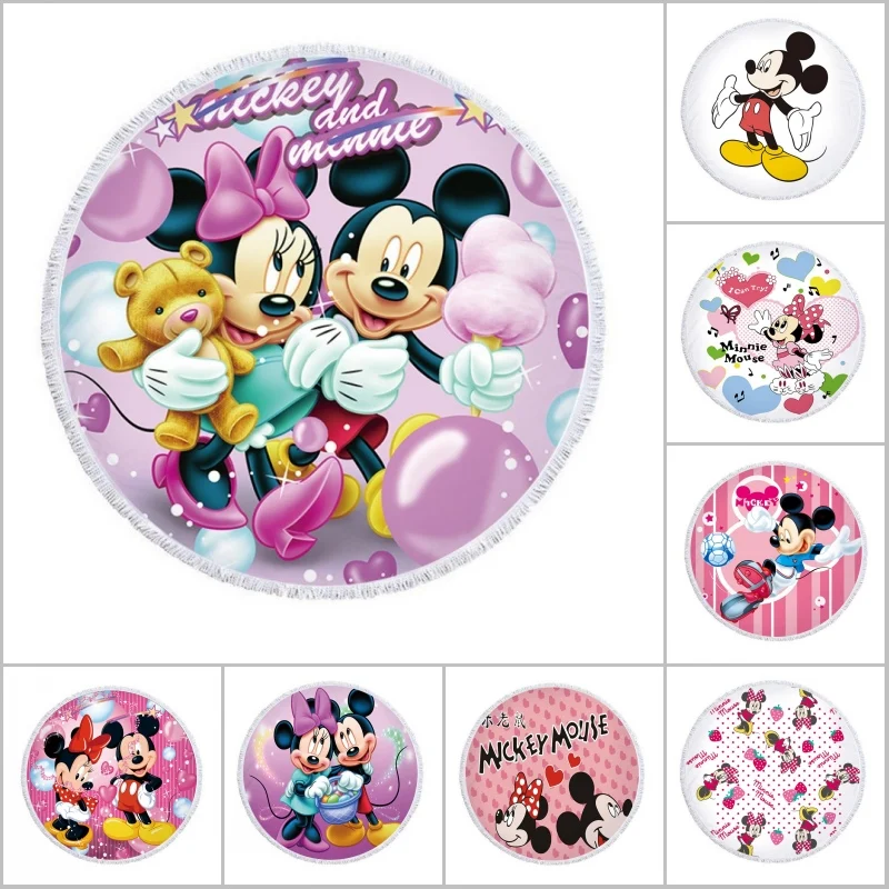 

Minnie Mickey Mouse Series Stitch Spaderman Sophia Microfiber Beach Towel Sport Swimming Bath Towel with Tassel for Children Mom