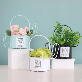 

Nordic Wrought Iron Flower Pot Iron Frame Ceramic Hydroponic Flower Pot Succulent Home Decoration