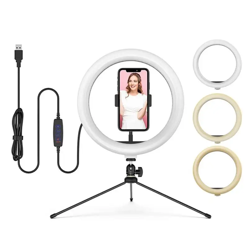 8/10/12Inch USB LED Ring Light Dimmable Fill 2-In-1Mobile Phone Holder And Self-timer Lamp With Adjustable Tripod | Электроника