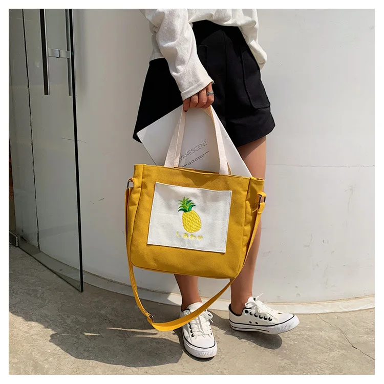 

JIULIN Canvas Girls 2019 New Chaohua Version Baitao Slant Bag Japanese Girls One Shoulder Hand-held Bag