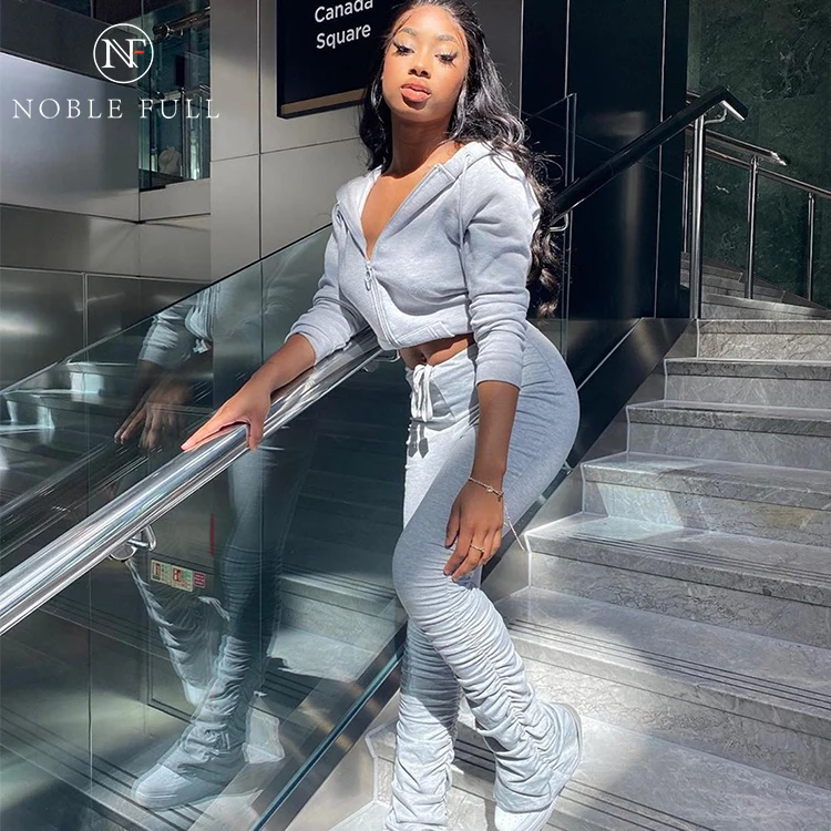 

Casual Two Piece Set Long Sleeves Hoodies Solid Color Sweat Pants Sportswear Female Sport Suits Autumn New Style Fashion suit