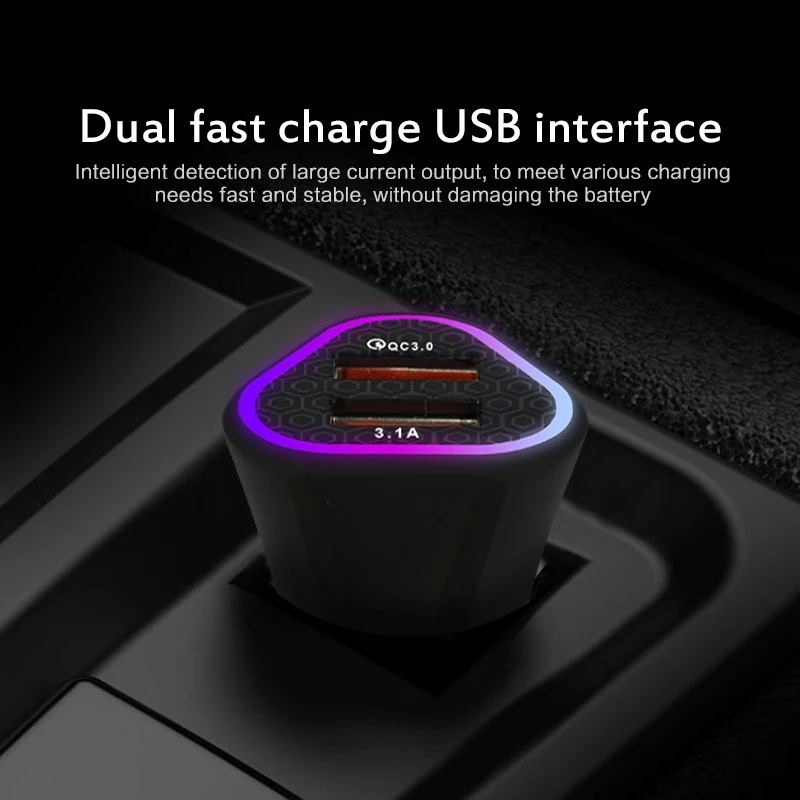 Автомобильное зарядное устройство QC3.0 с двумя USB портами 3 1 А для iPhone Samsung Xiaomi mi А| |