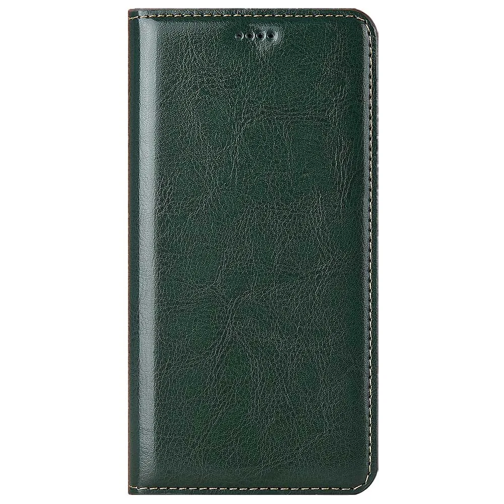 Magnetic Genuine Leather Flip Wallet Phone Case Cover