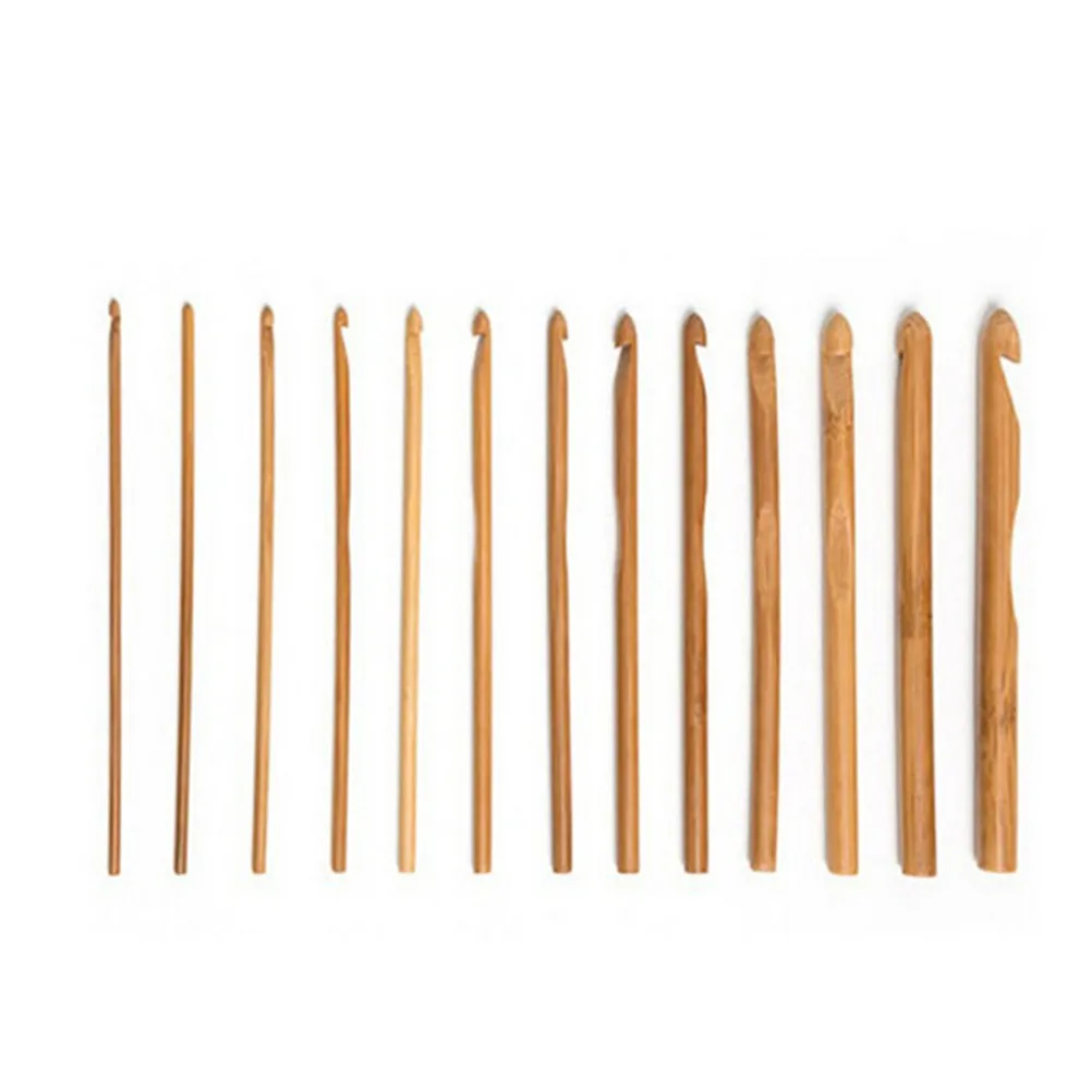 

12Pcs Bamboo Handle Crochet Hook Knitting Needle Weave Yarn Craft 3-10mm Sewing Tool Kit