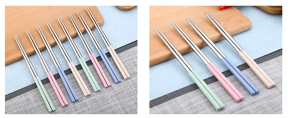 Description Picture 3 of item1 Pair Korean Stainless Steel Chopsticks Laser Engraving Patterns Food Sticks Portable Reusable Chopstick Sushi