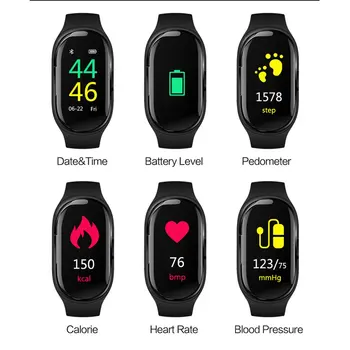 

M1 Smart Watch With True Wireless Stereo Earphone Heart Rate Monitor Smart Wristband Long Time Standby Sport Watch Men