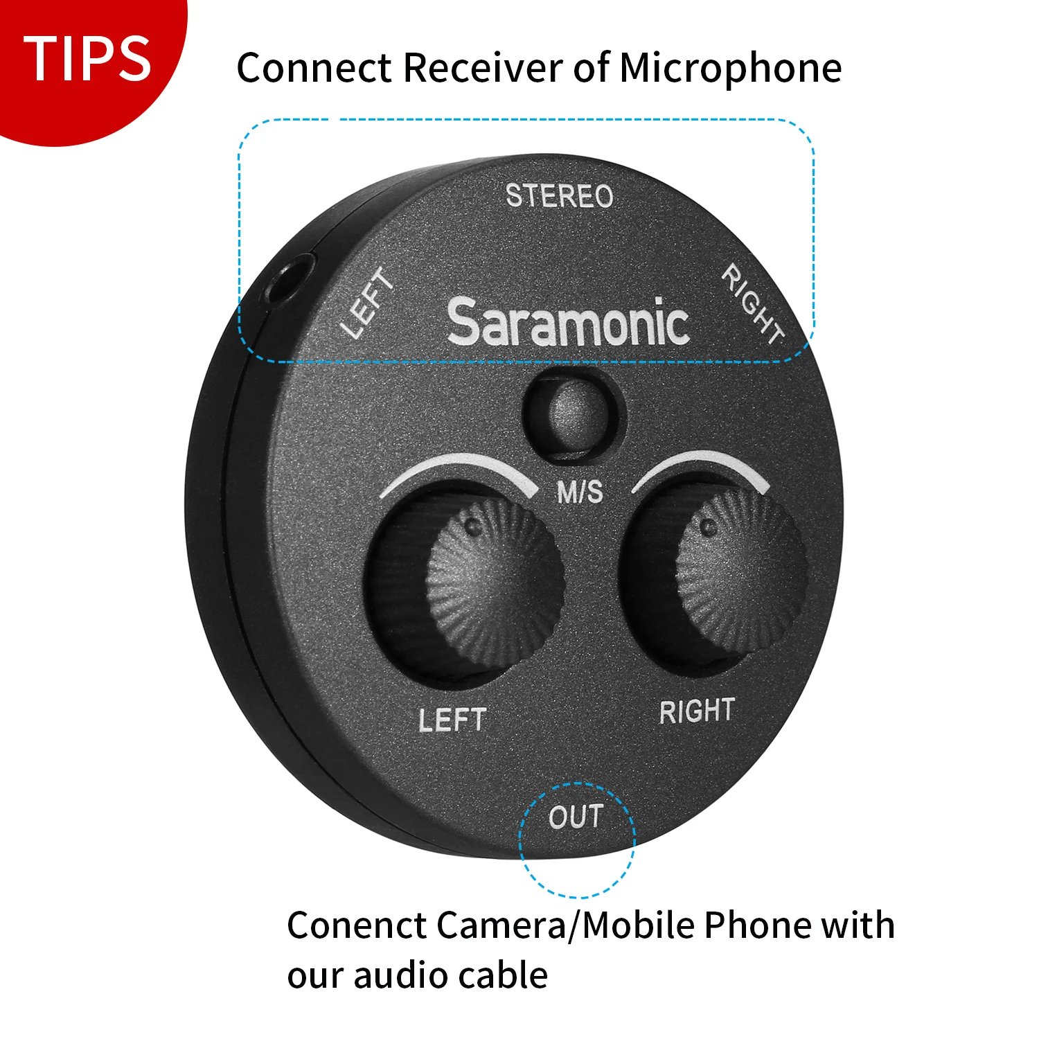 Adaptador de Áudio Canais sem Bateria para Dslr Câmera de Vídeo sem Espelho Gravadores de Smartphones Adaptador com Microfone de 2 Saramonic Ax1 - Image 6