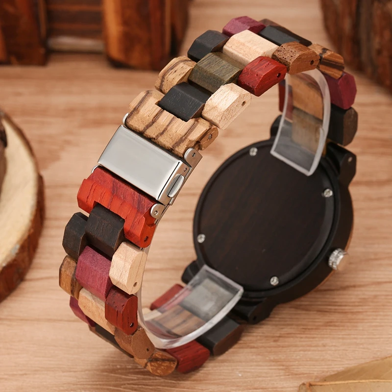 Royal Irregular Blue Lines Watch Women Wooden Watch Mixed Color Adjustable Wooden Bracelet Watch Women's Top Brand Luxury reloj