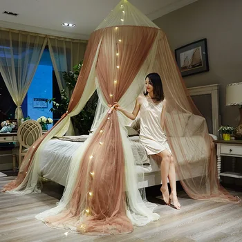 

European double-layer round ceiling mosquito net three-door floor-mounted mosquito net for 1.2-2m bed