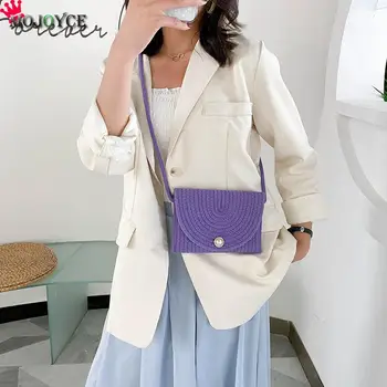 

Women Woven Small Shoulder Envelope Handbag Fashion Cotton Rope Crossbody Bag Popular Simple Female Daily Bag