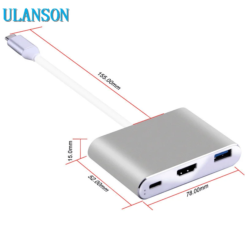 

5 in 1 Type-C To HDMI-4K PD Charge USB 3.0 Adapter for MacBook iPad Nintendo Samsung S9 Dex Huawei P20 xiaomi 10 Projector TV
