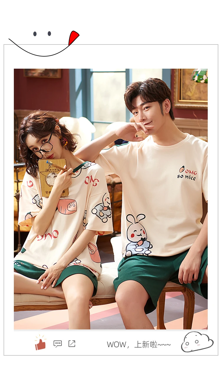 pajama joggers Korean Cute Women Pajamas Set Funny Japan Anime Doraemon Couple Sleepwear Couple Cotton Blue Stripe Short Sleeve Lovers Homewear mens pajama pants