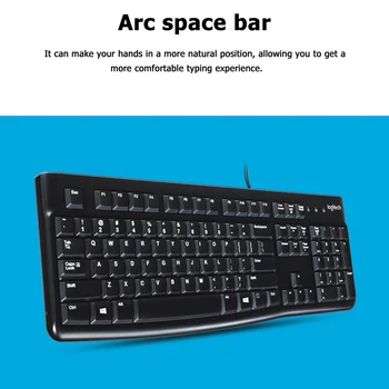 

USB Keyboards Notebook K120 104 Keys Wired Desktop PC Computer Keyboard for Logitech Office Caring Computer Supplies