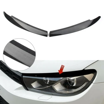 

ABS Car Head Light Lamp Eyebrow Eyelid Cover Trim For VW Scirocco 2009 2010 2011 2012 2013 2014 2015 2016 2017 Carbon Styling