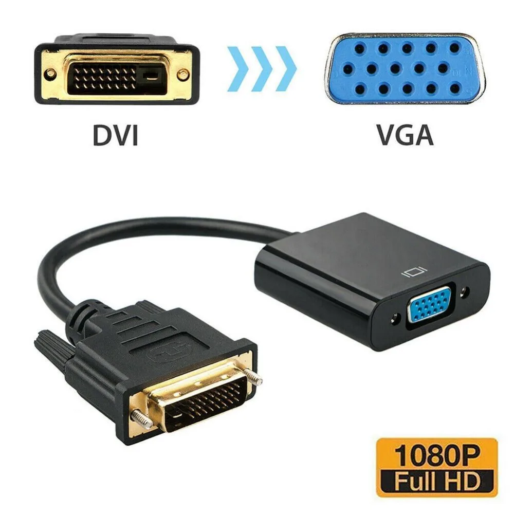 Full HD 1080P DVI-D VGA адаптер 24+ 1 25Pin штекер 15 pin женский кабель конвертер для ПК компьютер HDTV монитор дисплей