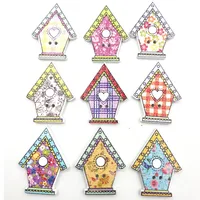 50pcs Mixed 25MM House Wood Buttons 2Holes Sewing Crafts Accessories WB702 1