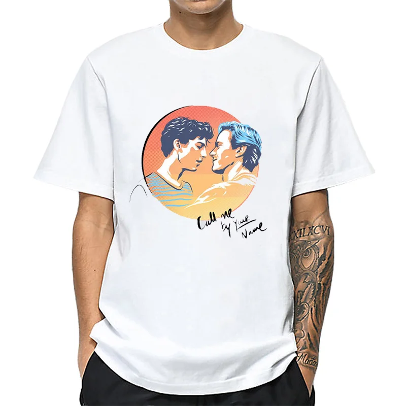 

Summer Short Sleeve tops Call Me By Your Name movie cartoon print T-shirt Men Cotton Tshirts Men T Shirt O-Neck White T Shirt