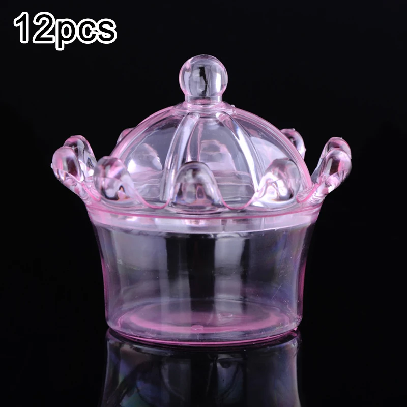 

12pcs Plastic Wedding Candy Storage Box Crown Shaped Clear Gift Favor Holder Bag Gift Boxes Gift Packaging