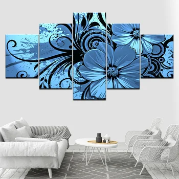 

5 Pieces Canvas Painting Wall Art Module Painting Canvas On The Wall Of The Living Room Wall Mural Art Purple Orchid Pictures