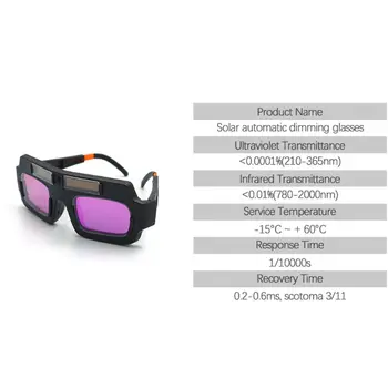 

Welding Glasses Eyes Protection Solar Powered Auto Dimming Cutting Goggles